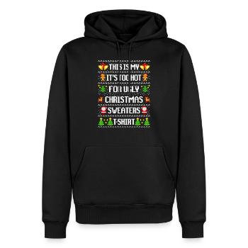 Hässlicher Pullover mit Weihnachtshumor - Männer Premium Bio Hoodie - Schwarz - Vorne - Nico (187cm)