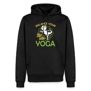 Yoga Schaf Bunt Spruch - Männer Premium Bio Hoodie - Schwarz - Vorne - Nico (187cm)