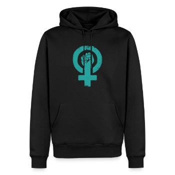 Woman power female symbol - Men’s Premium Organic Hoodie - black - Front - Nico (187cm)