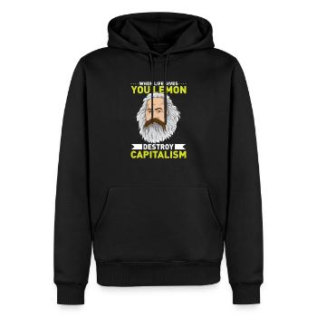 KARL MARX: Détruisez le capitalisme - Sweat à capuche Premium bio Homme - noir - Devant - Nico (187cm)
