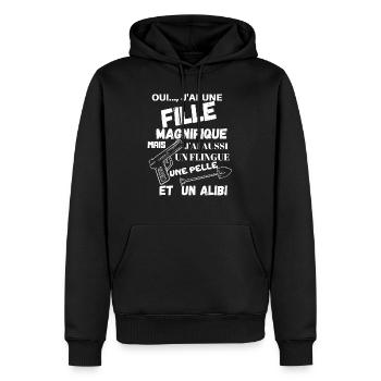 OUI J AI UNE FILLE MAGNIFIQUE JAI AUSSi UN FLINGU - Sweat à capuche Premium bio Homme - noir - Devant - Nico (187cm)