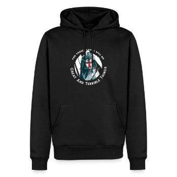 T-shirt rétro vintage des Templiers - Sweat à capuche Premium bio Homme - noir - Devant - Nico (187cm)