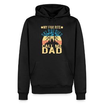 Mes copains de ski préférés m'appellent papa papa skieur - Sweat à capuche Premium bio Homme - noir - Devant - Nico (187cm)
