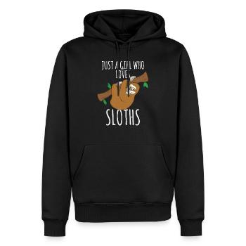 Cadeaux paresseux - Juste une fille qui aime les animaux paresseux L - Sweat à capuche Premium bio Homme - noir - Devant - Nico (187cm)
