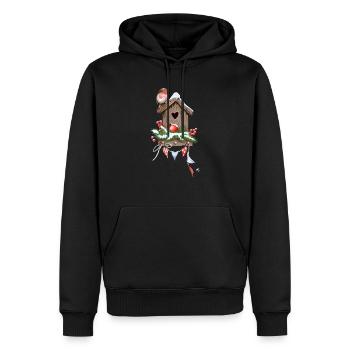 Nid d’oiseau festif Image - Sweat à capuche Premium bio Homme - noir - Devant - Nico (187cm)
