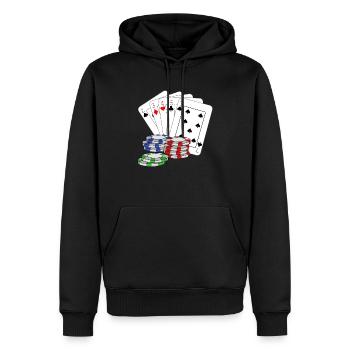 Poker Poker Pokerface jeu de cartes - Sweat à capuche Premium bio Homme - noir - Devant - Nico (187cm)