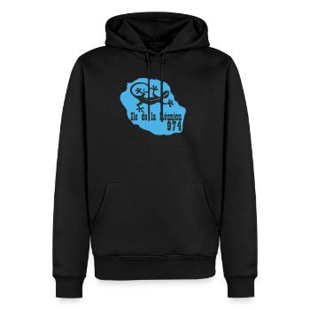 974 Ile de la réunion - Sweat à capuche Premium bio Homme - noir - Devant - Nico (187cm)