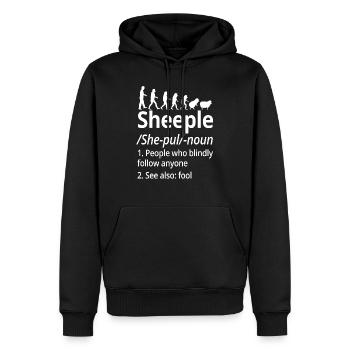 Verschwörungstheorie des Menschen zum Schaf Niedlicher Schafspaß - Männer Premium Bio Hoodie - Schwarz - Vorne - Nico (187cm)