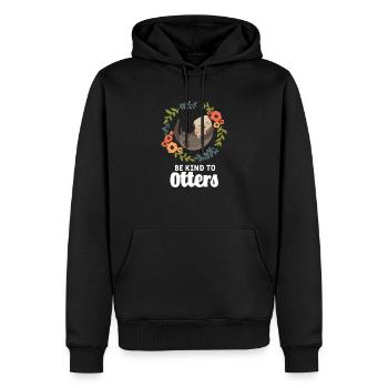 Otter Pun - Soyez gentil avec les loutres - Sweat à capuche Premium bio Homme - noir - Devant - Nico (187cm)
