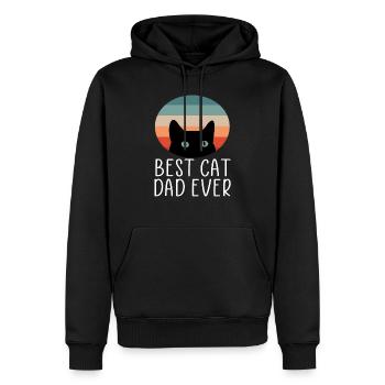 chat meilleur chat papa jamais rétro chats chat chats - Sweat à capuche Premium bio Homme - noir - Devant - Nico (187cm)