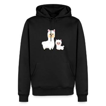 Alpaca comic design alpacas motif gift animals - Men’s Premium Organic Hoodie - black - Front - Nico (187cm)
