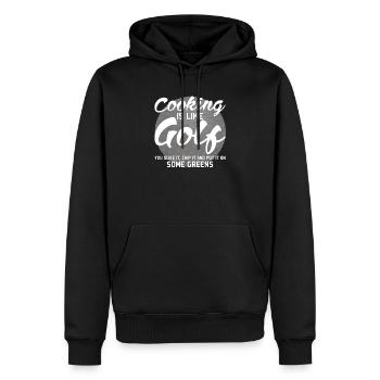 La cuisine est comme le golf - Le chef golfeur cuisine le golf - Sweat à capuche Premium bio Homme - noir - Devant - Nico (187cm)