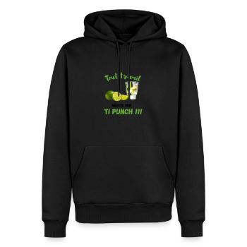 T.Shirt apéritif Tout travail mérite son TI PUNCH - Sweat à capuche Premium bio Homme - noir - Devant - Nico (187cm)