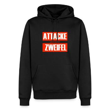 Attacke gegen jeden Zweifel - Männer Premium Bio Hoodie - Schwarz - Vorne - Nico (187cm)