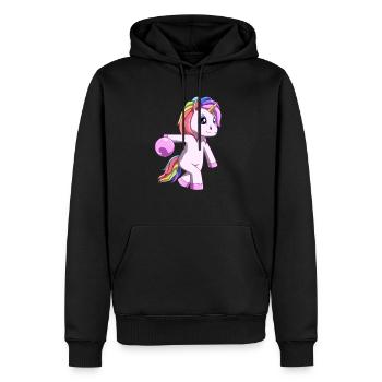 Licorne mignonne avec boule de bowling - Sweat à capuche Premium bio Homme - noir - Devant - Nico (187cm)