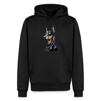 Dobermann - Männer Premium Bio Hoodie - Schwarz - Vorne - Nico (187cm)