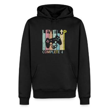 Level Up Complète 4 mariage Anniversary vidéo - Sweat à capuche Premium bio Homme - noir - Devant - Nico (187cm)