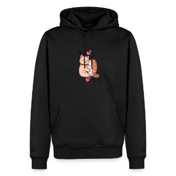 chat sushi doux kawaii - Sweat à capuche Premium bio Homme - noir - Devant - Nico (187cm)