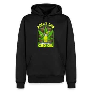 Erwachsenenleben einfacher durch CBD-Öl - Männer Premium Bio Hoodie - Schwarz - Vorne - Nico (187cm)
