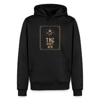 THC statt AFD - Anti-AFD Spruch - Männer Premium Bio Hoodie - Schwarz - Vorne - Nico (187cm)