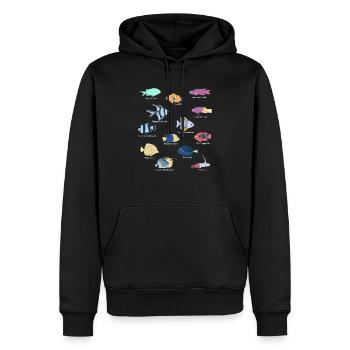 Poissons tropicaux d’aquarium d’eau salée - Sweat à capuche Premium bio Homme - noir - Devant - Nico (187cm)