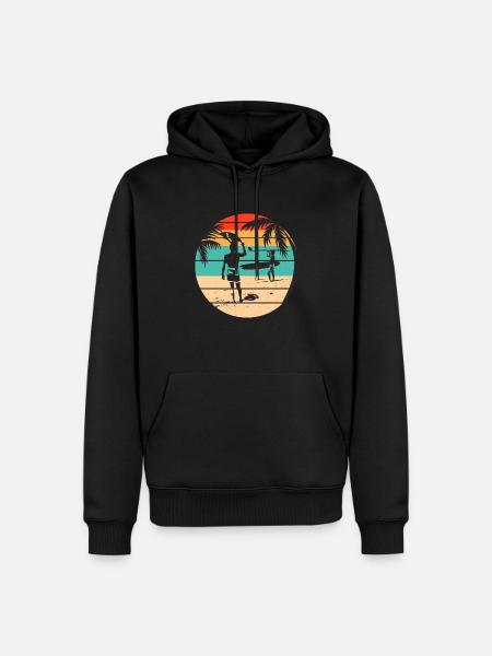 Surfing, Surfer, Surfing, Surfing - Ekologiczna męska bluza z kapturem Premium - czarny