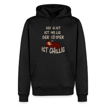 Cooles Faultier RELAX und CHILL Lustiger Spruch - Männer Premium Bio Hoodie - Schwarz - Vorne - Nico (187cm)