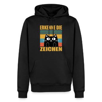 ERKENNE DIE ZEICHEN Mittelfinger Katzen Geschenk - Männer Premium Bio Hoodie - Schwarz - Vorne - Nico (187cm)