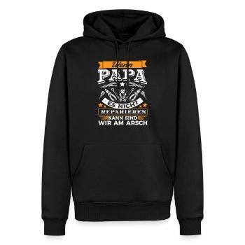 Wenn Papa es nicht repariert sind wir am Arsch - Männer Premium Bio Hoodie - Schwarz - Vorne - Nico (187cm)