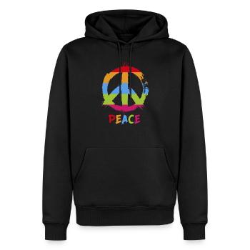 T-Shirt positive Vibration. - Männer Premium Bio Hoodie - Schwarz - Vorne - Nico (187cm)