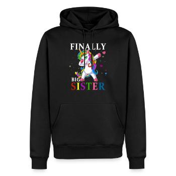 grande sœur enfin licorne - Sweat à capuche Premium bio Homme - noir - Devant - Nico (187cm)