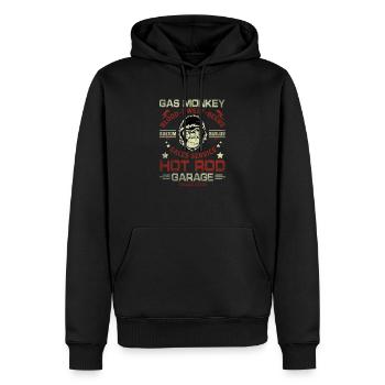 Monkey Garage Crossed Pistons Ribbon Distressed - Männer Premium Bio Hoodie - Schwarz - Vorne - Nico (187cm)