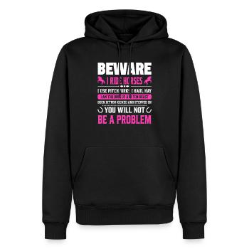 Vorsicht Ich reite Pferde Pferd Reiten Reiten - Männer Premium Bio Hoodie - Schwarz - Vorne - Nico (187cm)