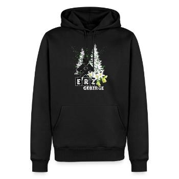 Erzgebirge Frühling mit Hammer und Schlägel, - Männer Premium Bio Hoodie - Schwarz - Vorne - Nico (187cm)