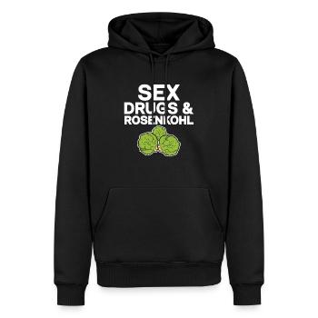 Sexe, drugs & Choux de Bruxelles - Sweat à capuche Premium bio Homme - noir - Devant - Nico (187cm)