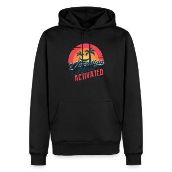 Urlaubsmodus aktiviert - Männer Premium Bio Hoodie - Schwarz - Vorne - Nico (187cm)