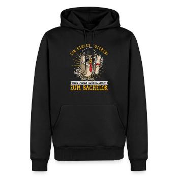 Kluges Eulchen Herzlichen Glückwunsch zum Bachelor - Männer Premium Bio Hoodie - Schwarz - Vorne - Nico (187cm)
