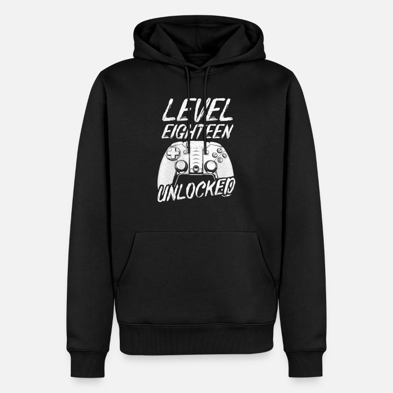 Niveau 18 Unlocked 18e anniversaire - Sweat à capuche Premium bio Homme - noir