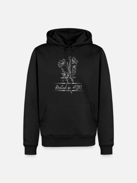 Rooted in HIM White - Men’s Premium Organic Hoodie - black