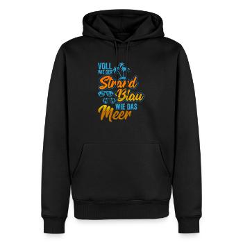 VOLL WIE DER STRAND BLAU WIE DAS MEER - Männer Premium Bio Hoodie - Schwarz - Vorne - Nico (187cm)