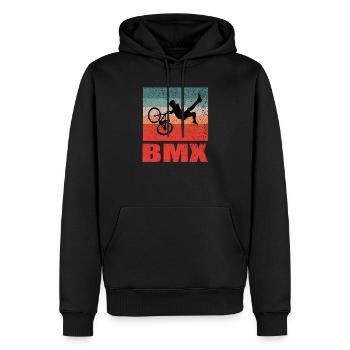 BMX Vintage Bicycle Fans Kids Gift T-Shirt - Men’s Premium Organic Hoodie - black - Front - Nico (187cm)