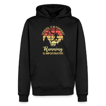 School Is Important But Running Retro Coureur - Sweat à capuche Premium bio Homme - noir - Devant - Nico (187cm)