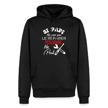 Si papi ne peut pas le reparer personne ne peut - Sweat à capuche Premium bio Homme - noir - Devant - Nico (187cm)