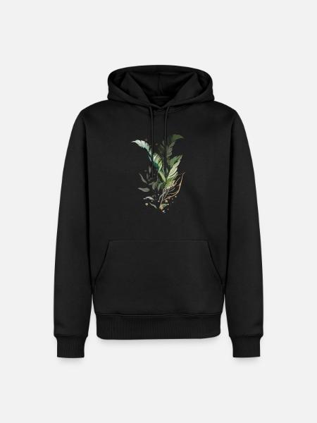 Tropische Blätter Abbildung - Männer Premium Bio Hoodie - Schwarz
