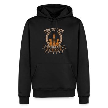 Er will nur Schach spielen - Männer Premium Bio Hoodie - Schwarz - Vorne - Nico (187cm)