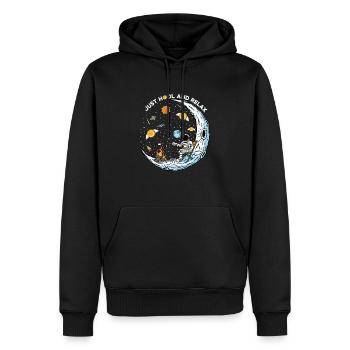 BTC Bitcoin HODL and RELAX Lune Astronaute - Sweat à capuche Premium bio Homme - noir - Devant - Nico (187cm)