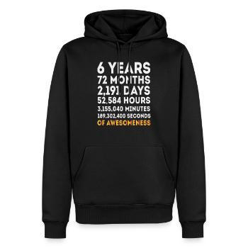 6th Birthday, 6 Year Old Birthday Gift - Sweat à capuche Premium bio Homme - noir - Devant - Nico (187cm)