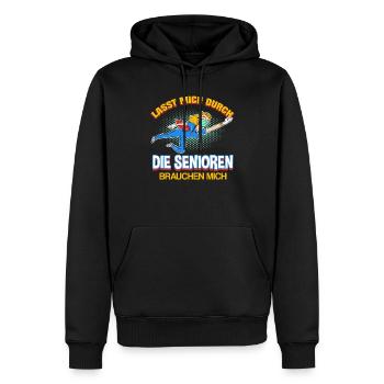 Lasst mich durch die Senioren brauchen mich - Männer Premium Bio Hoodie - Schwarz - Vorne - Nico (187cm)