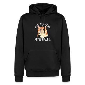 I Like Coffee, my Cat & Maybe 3 People - Sweat à capuche Premium bio Homme - noir - Devant - Nico (187cm)