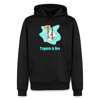 T'inquiète Je Gère, original Meow chat kawaii - Sweat à capuche Premium bio Homme - noir - Devant - Nico (187cm)